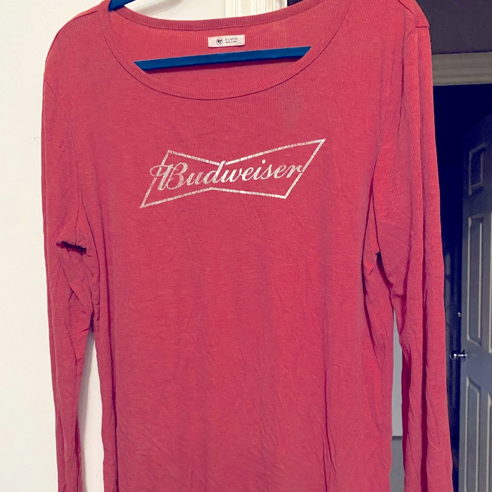 Retro Budweiser bow tie thermal tunic top with distressed look XL women EUC
